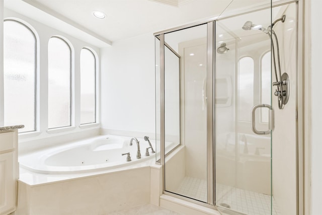 22011 Twinkle Sky Ct, Cypress, TX 77433 - full bath with a stall shower and a jetted tub