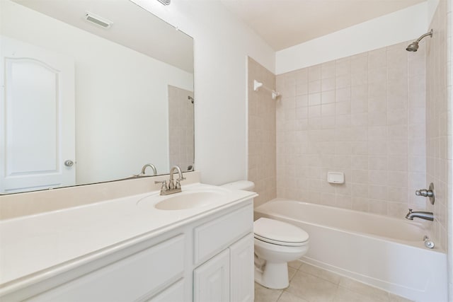 22011 Twinkle Sky Ct, Cypress, TX 77433 - bathroom featuring toilet, vanity, washtub / shower combination, and tile patterned flooring