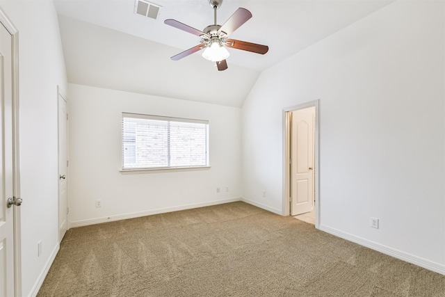 22011 Twinkle Sky Ct, Cypress, TX 77433 - unfurnished room with carpet, lofted ceiling, a ceiling fan, and baseboards