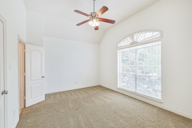 22011 Twinkle Sky Ct, Cypress, TX 77433 - carpeted empty room featuring vaulted ceiling, ceiling fan, and baseboards