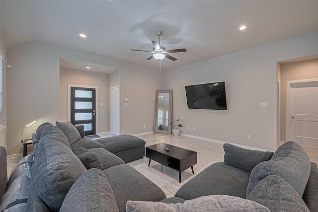24227 Tallgrass Meadow Trl, Katy, TX 77493 - living room featuring ceiling fan, recessed lighting, and baseboards