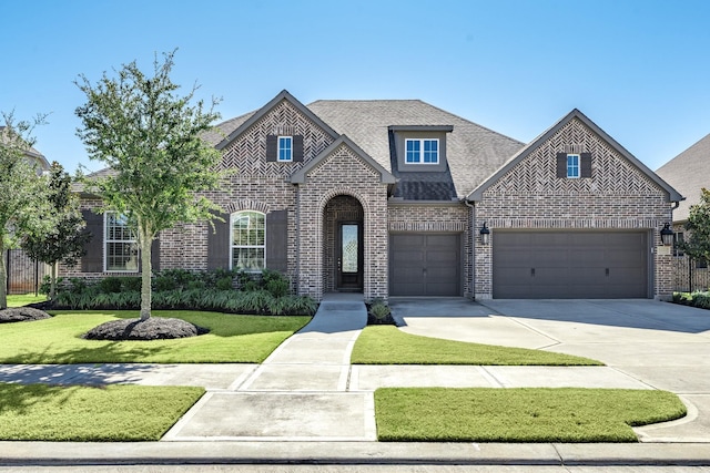 30411 Indigo Falls Dr, Brookshire, TX 77423 - view of front of property featuring brick siding, concrete driveway, a shingled roof, and an attached garage