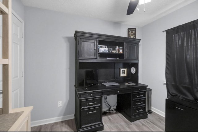 5418 Forest Springs Dr, Houston, TX 77339 - office featuring a ceiling fan and light wood-style flooring