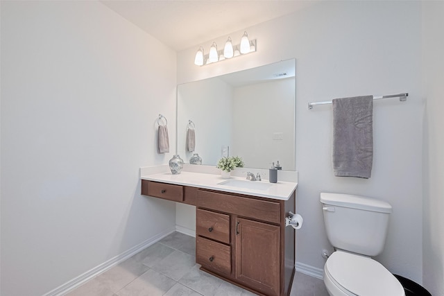 766 Hardwood Grove Ct, Houston, TX 77090 - bathroom with toilet, vanity, tile patterned floors, and baseboards