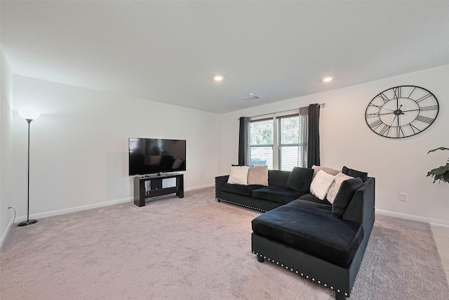766 Hardwood Grove Ct, Houston, TX 77090 - living area with baseboards, light colored carpet, and recessed lighting