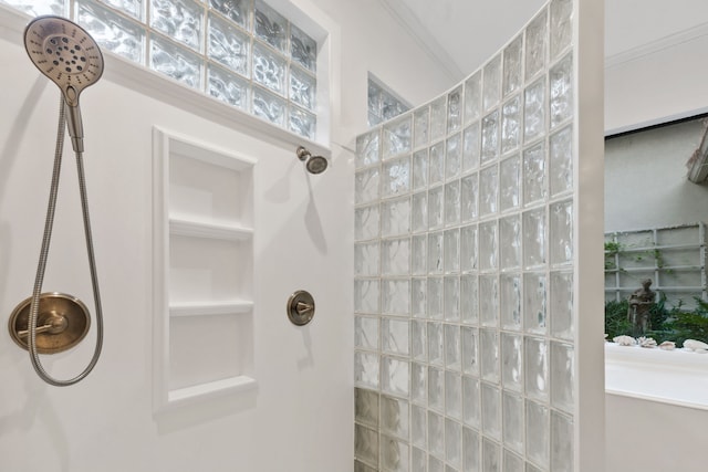 13614 Champions Centre Dr, Houston, TX 77069 - bathroom with a tile shower and built in features