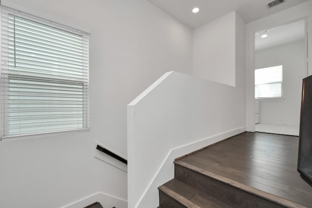 853 Mansfield St Unit B, Houston, TX 77091 - stairway featuring recessed lighting and wood finished floors