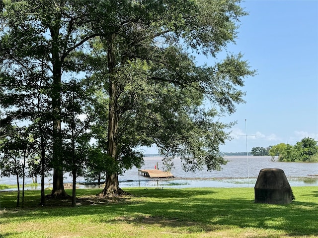 86 Huntington, Trinity, TX 75862 - view of green lawn featuring a water view and a dock