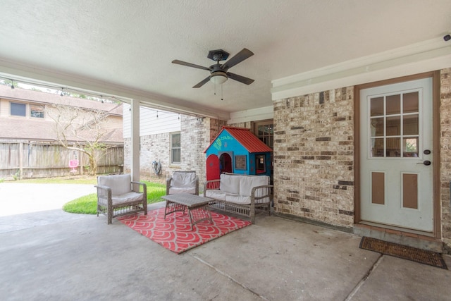 12210 Rocky Lake Ct, Houston, TX 77070 - view of patio featuring ceiling fan and outdoor lounge area