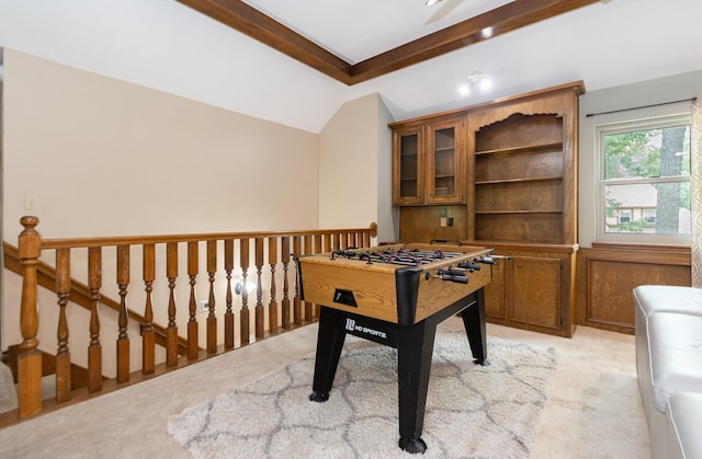 12210 Rocky Lake Ct, Houston, TX 77070 - rec room with light carpet and vaulted ceiling