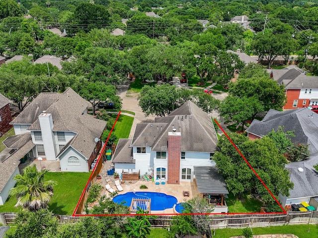 9611 Haven Crossing Ct, Houston, TX 77065 - view from above of property featuring property boundaries highlighted and a pool