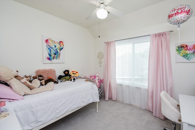 9611 Haven Crossing Ct, Houston, TX 77065 - carpeted bedroom featuring vaulted ceiling, multiple windows, and ceiling fan