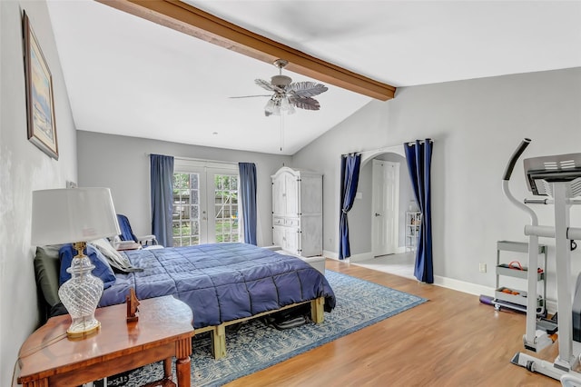 2138 Middle Creek Dr, Houston, TX 77339 - bedroom with light wood-style floors, french doors, a ceiling fan, and baseboards