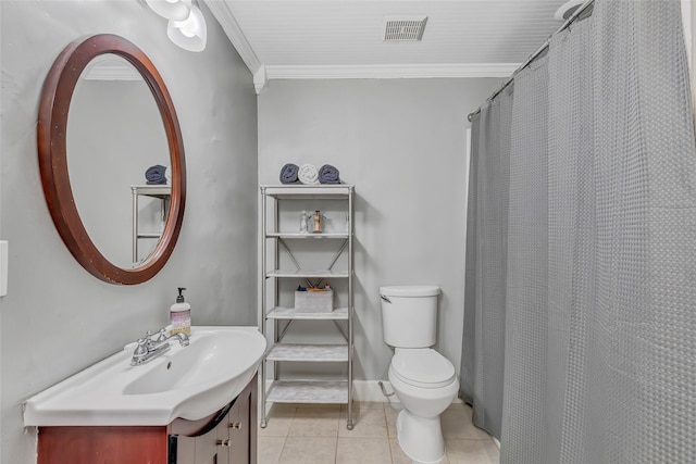 2138 Middle Creek Dr, Houston, TX 77339 - bathroom featuring vanity, crown molding, toilet, and tile patterned floors