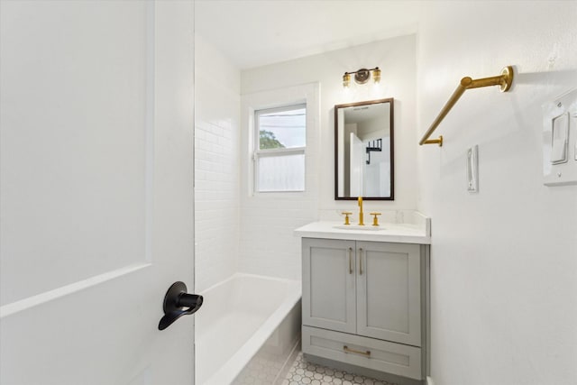 7811 Skyline Dr, Houston, TX 77063 - bathroom featuring vanity, shower / tub combination, and tile patterned floors