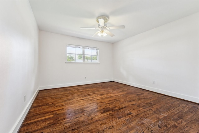 7811 Skyline Dr, Houston, TX 77063 - unfurnished room featuring ceiling fan, dark wood finished floors, and baseboards
