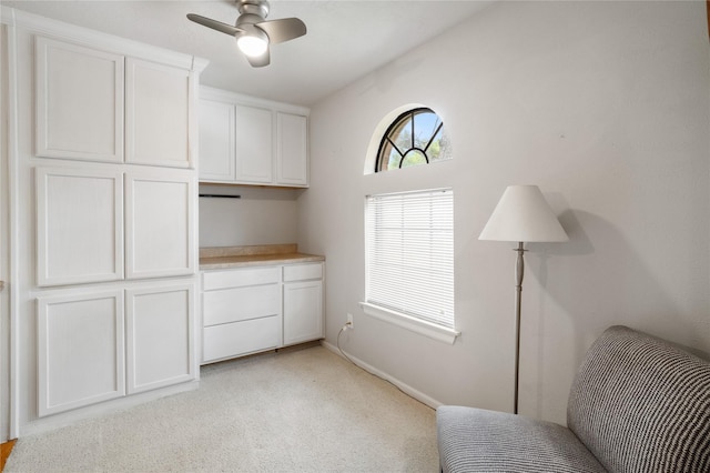 14515 Redbud Valley Trl, Houston, TX 77062 - sitting room featuring a ceiling fan, light carpet, and baseboards