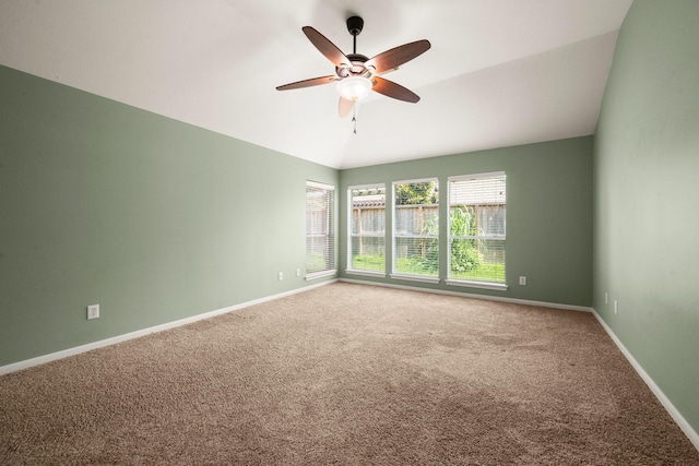 11722 Gray Forest Trl, Tomball, TX 77377 - carpeted spare room with a ceiling fan, baseboards, and lofted ceiling