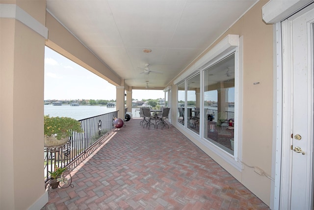 2242 Marina Way, League City, TX 77565 - view of patio with a water view and ceiling fan
