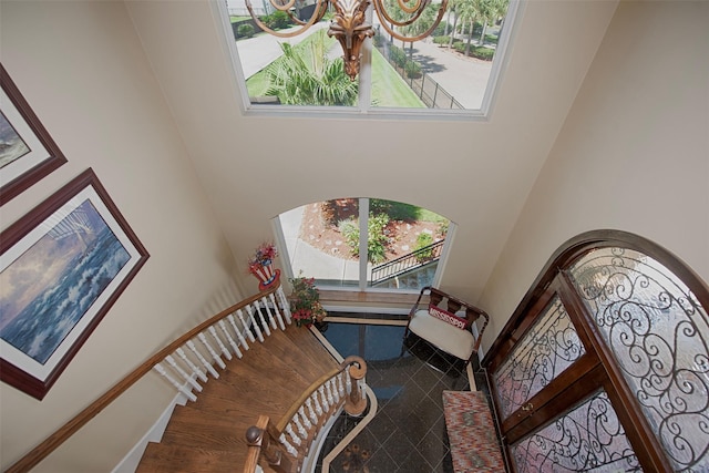2242 Marina Way, League City, TX 77565 - stairs featuring a high ceiling and granite floors