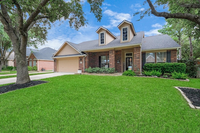 18110 Dovefield Ln, Cypress, TX 77433 - view of front of home featuring brick siding, a front lawn, and driveway