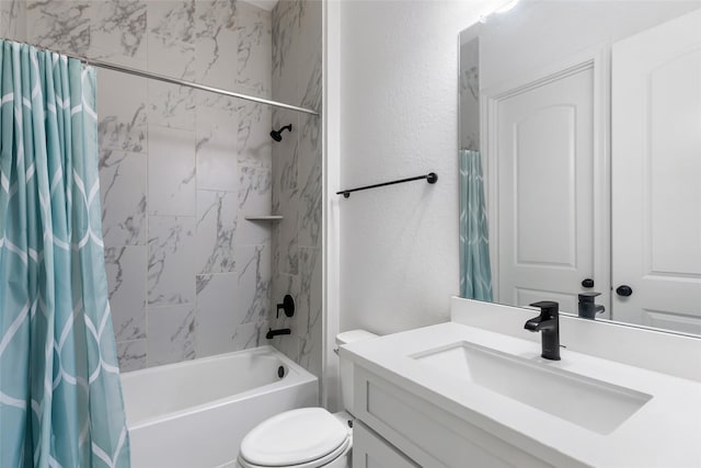 11914 Parsifal Creek Rd, Humble, TX 77346 - full bathroom featuring vanity, shower / bath combo, toilet, and a textured wall