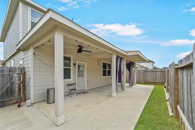 23659 Goodfellow Dr, Spring, TX 77373 - fenced backyard with a ceiling fan and a patio