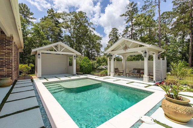 19276 Yellow Chestnut Ln, New Caney, TX 77357 - view of swimming pool featuring a gazebo and a patio