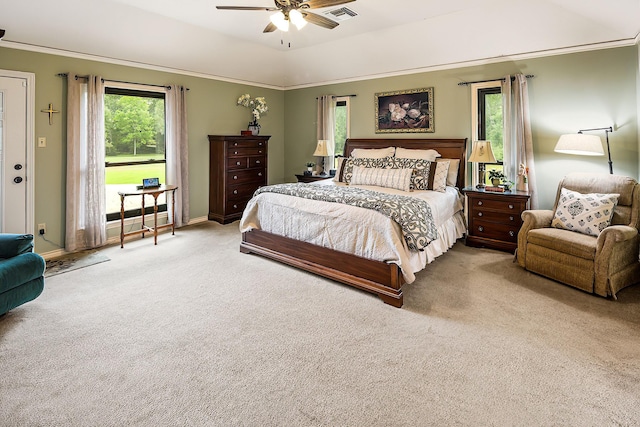 5151 Slippery Rock, Bryan, TX 77808 - carpeted bedroom with crown molding, a ceiling fan, and baseboards