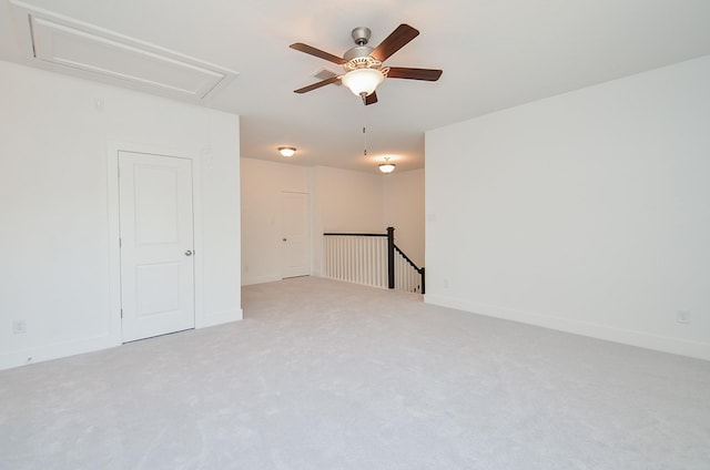810 Sunbeam Creek Ct, Richmond, TX 77406 - unfurnished room with attic access, a ceiling fan, light colored carpet, and baseboards