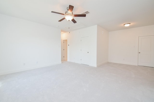 810 Sunbeam Creek Ct, Richmond, TX 77406 - empty room featuring attic access, ceiling fan, light colored carpet, and baseboards