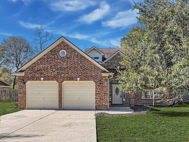 34215 Conroe Huffsmith Rd, Magnolia, TX 77354 - traditional-style house featuring driveway, brick siding, and an attached garage