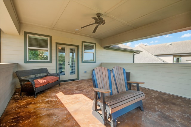 1417 Summer Field Ln, Friendswood, TX 77546 - view of patio / terrace featuring french doors and a ceiling fan