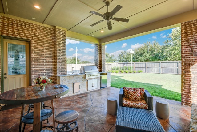 1417 Summer Field Ln, Friendswood, TX 77546 - view of patio with a sink and ceiling fan