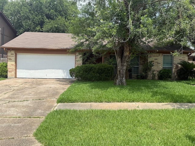 11110 Broken Sky Dr, Houston, TX 77064 - view of front facade featuring brick siding, driveway, a front lawn, and an attached garage