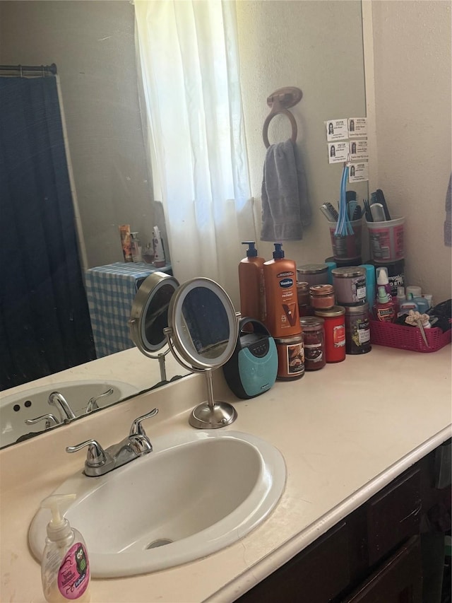 11110 Broken Sky Dr, Houston, TX 77064 - bathroom view of vanity and a shower with shower curtain