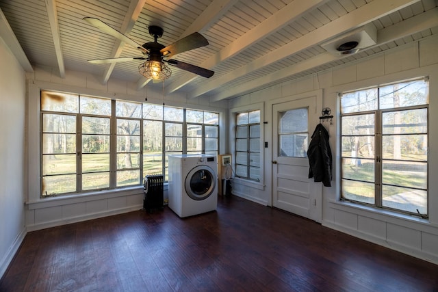 2175 Fm 1725th Rd, Cleveland, TX 77328 - washroom with washer / dryer, dark wood-type flooring, healthy amount of natural light, and baseboards