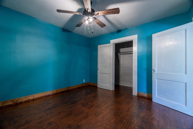 2175 Fm 1725th Rd, Cleveland, TX 77328 - unfurnished bedroom featuring baseboards, dark wood-style floors, and ceiling fan