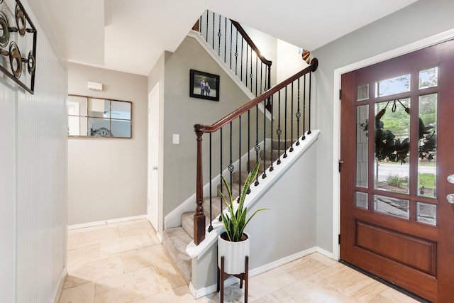 4 Hickory Oak Dr, Spring, TX 77381 - foyer with stairway and baseboards