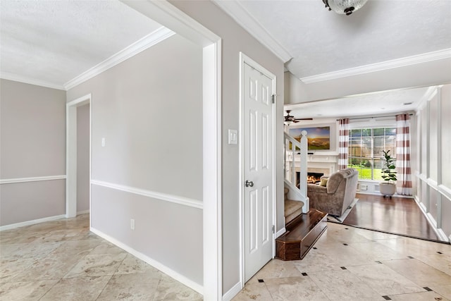 3911 Misty Gardens Ct, Kingwood, TX 77339 - hallway with crown molding and baseboards