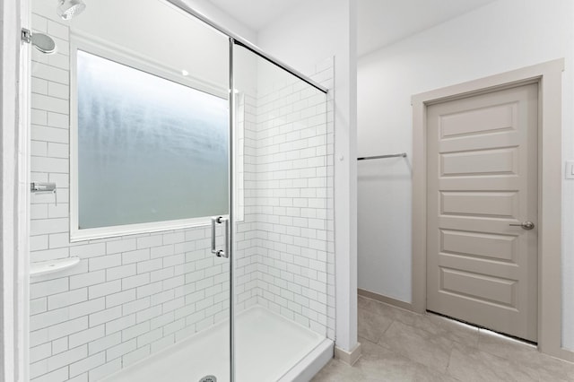 29506 Wilkerson Ln, Katy, TX 77494 - bathroom with a stall shower and tile patterned floors