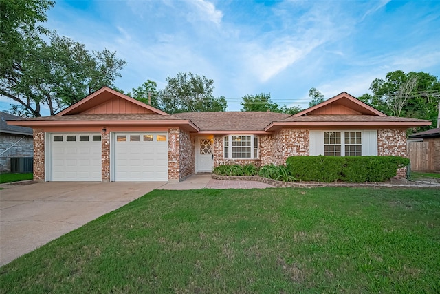 4210 Mona Lee Ln, Houston, TX 77080 - single story home with a garage, a front yard, driveway, brick siding, and board and batten siding