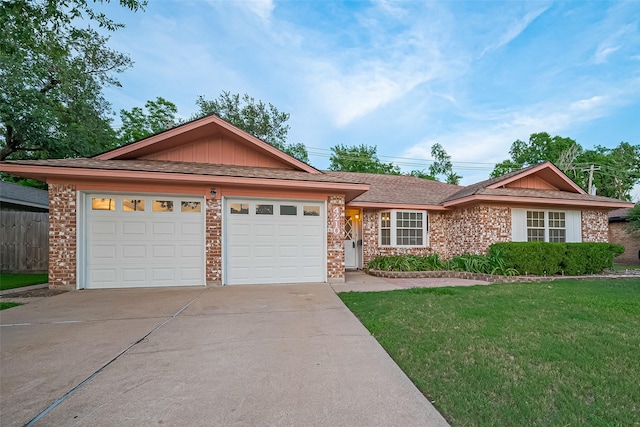4210 Mona Lee Ln, Houston, TX 77080 - ranch-style house featuring a garage, concrete driveway, brick siding, and board and batten siding