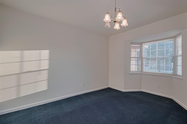 4210 Mona Lee Ln, Houston, TX 77080 - spare room with dark carpet, a chandelier, and baseboards