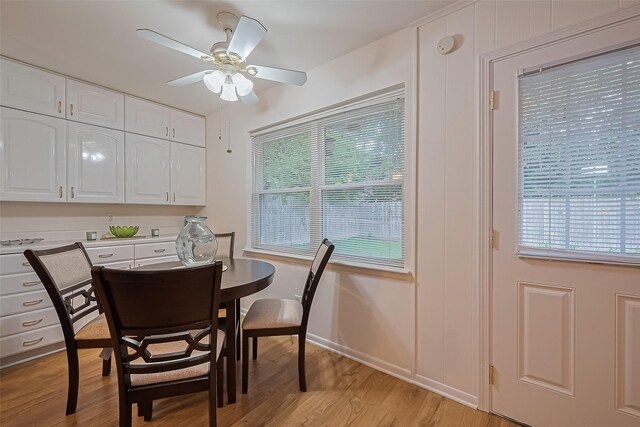 4210 Mona Lee Ln, Houston, TX 77080 - dining space with ceiling fan, light wood-style flooring, and baseboards