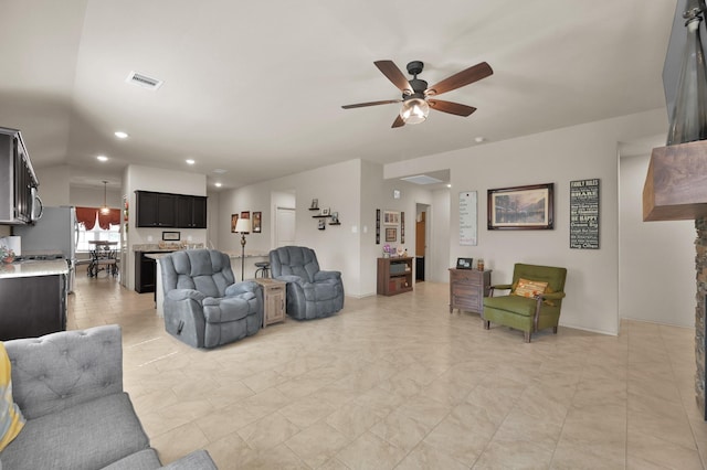 9923 Berlandier Ash Ln, Tomball, TX 77375 - living room with ceiling fan and recessed lighting