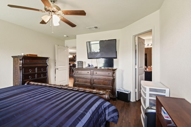 24402 Yellow Thyme Dr, Spring, TX 77373 - bedroom with dark wood-type flooring and a ceiling fan