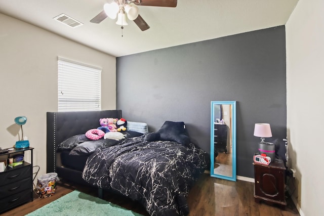 24402 Yellow Thyme Dr, Spring, TX 77373 - bedroom with wood finished floors, ceiling fan, and baseboards