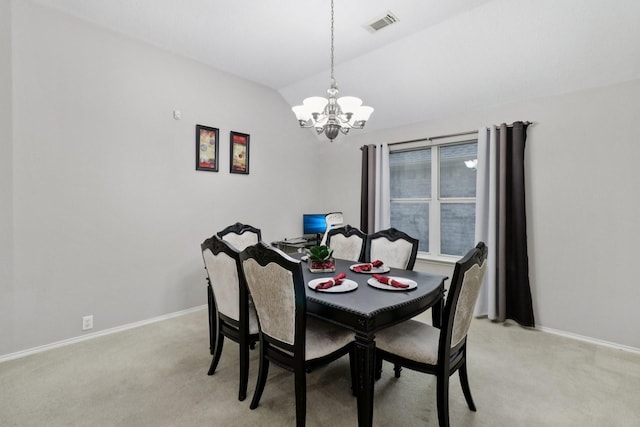 5023 Rocky Manor Ln, Katy, TX 77449 - dining space with a chandelier, light carpet, lofted ceiling, and baseboards