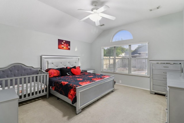 5023 Rocky Manor Ln, Katy, TX 77449 - carpeted bedroom with vaulted ceiling, ceiling fan, and baseboards